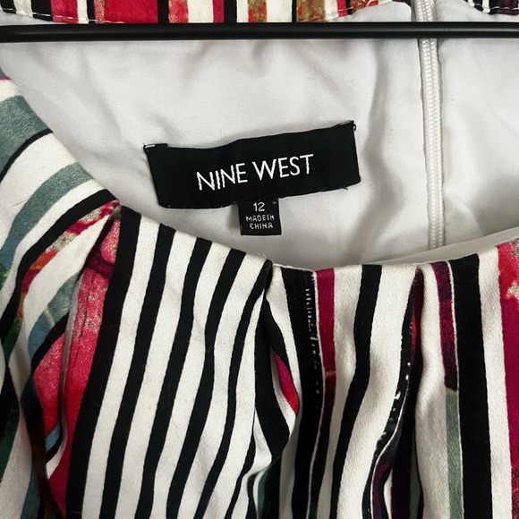 Nine West‎ Pleated Sundress Womens Size 12 Colorful Striped Pockets Sleeveless - Picture 4 of 10